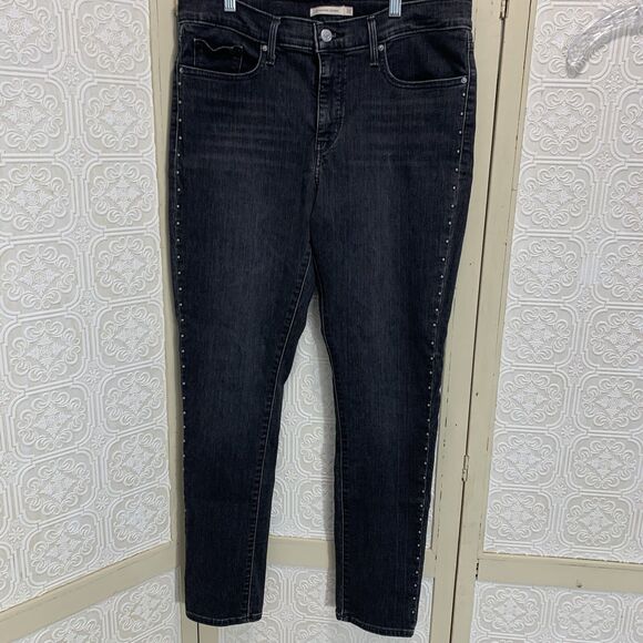 Levi 311 Shaping Skinny Black Wash Studded Jeans Women's Size 32 PC9-19626-0174 - Picture 1 of 15